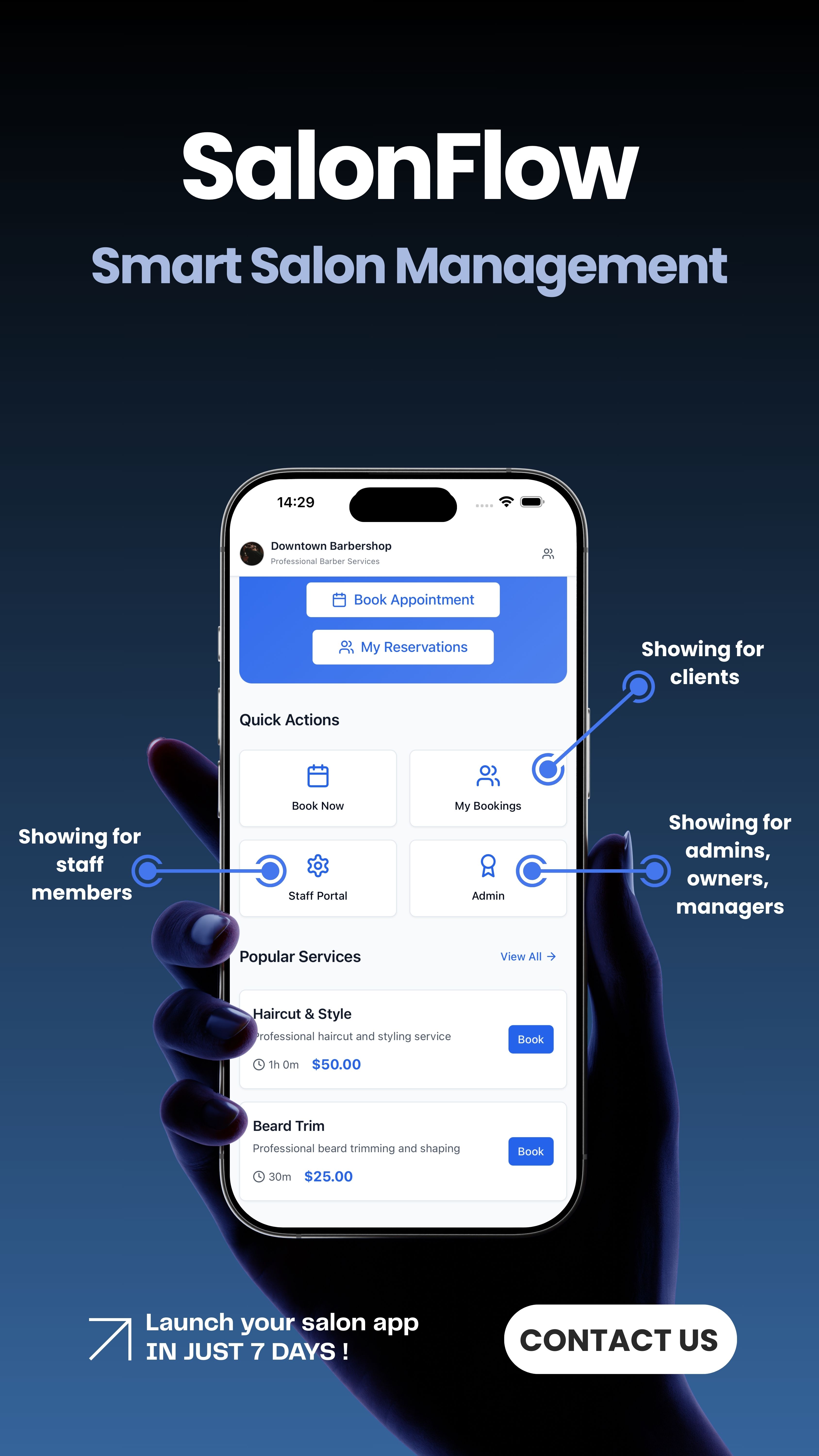 Mockup showing action buttons